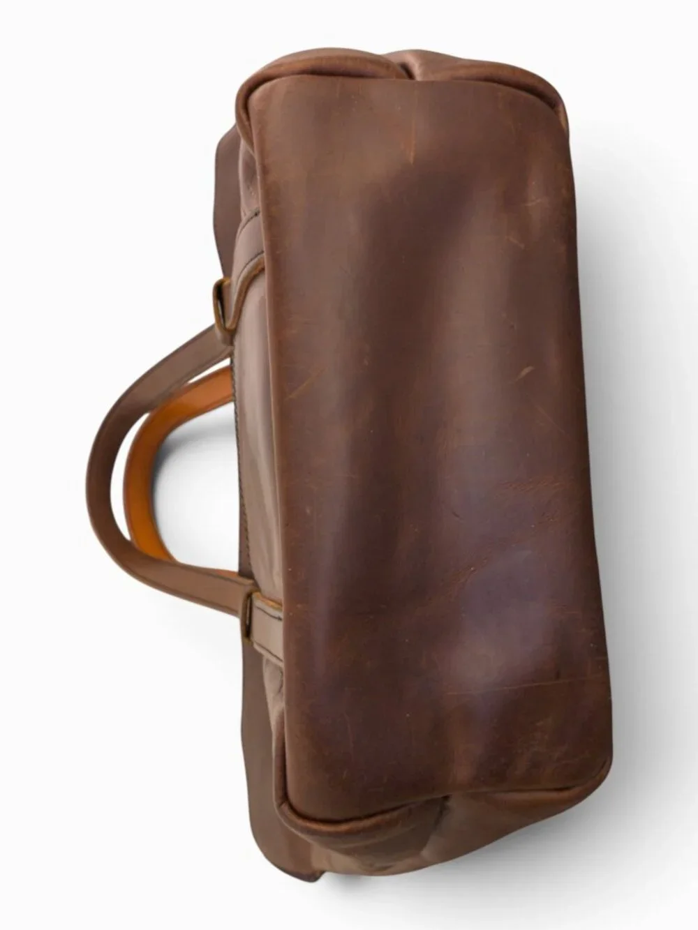 Reelo Leather Co Fold-Over Tote, Brown Leather, USA-Made, 12